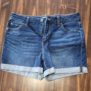 Time and Tru Dark Blue Rolled Cuff Denim Shorts